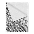 thumbnail image 2 of Mandala Soft Flannel Fleece Throw Blanket, Ringed Floral Pattern with Ornate Tile and Lines Boho Circle Art Motif, Cozy Plush for Indoor and Outdoor Use, 60" x 80", Black White, by Ambesonne, 2 of 5