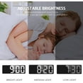 thumbnail image 3 of Reloj despertador digital, reloj digital con pantalla LED, alarma matutina con temperatura y fecha, alimentación USB o pilas, color blanco, 3 of 5