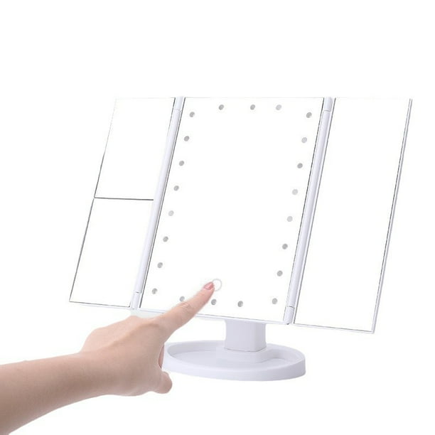 Lighted makeup mirror 22 LED lights Brightness adjustable table mirror Cosmetic mirror, LED makeup mirror foldable, White