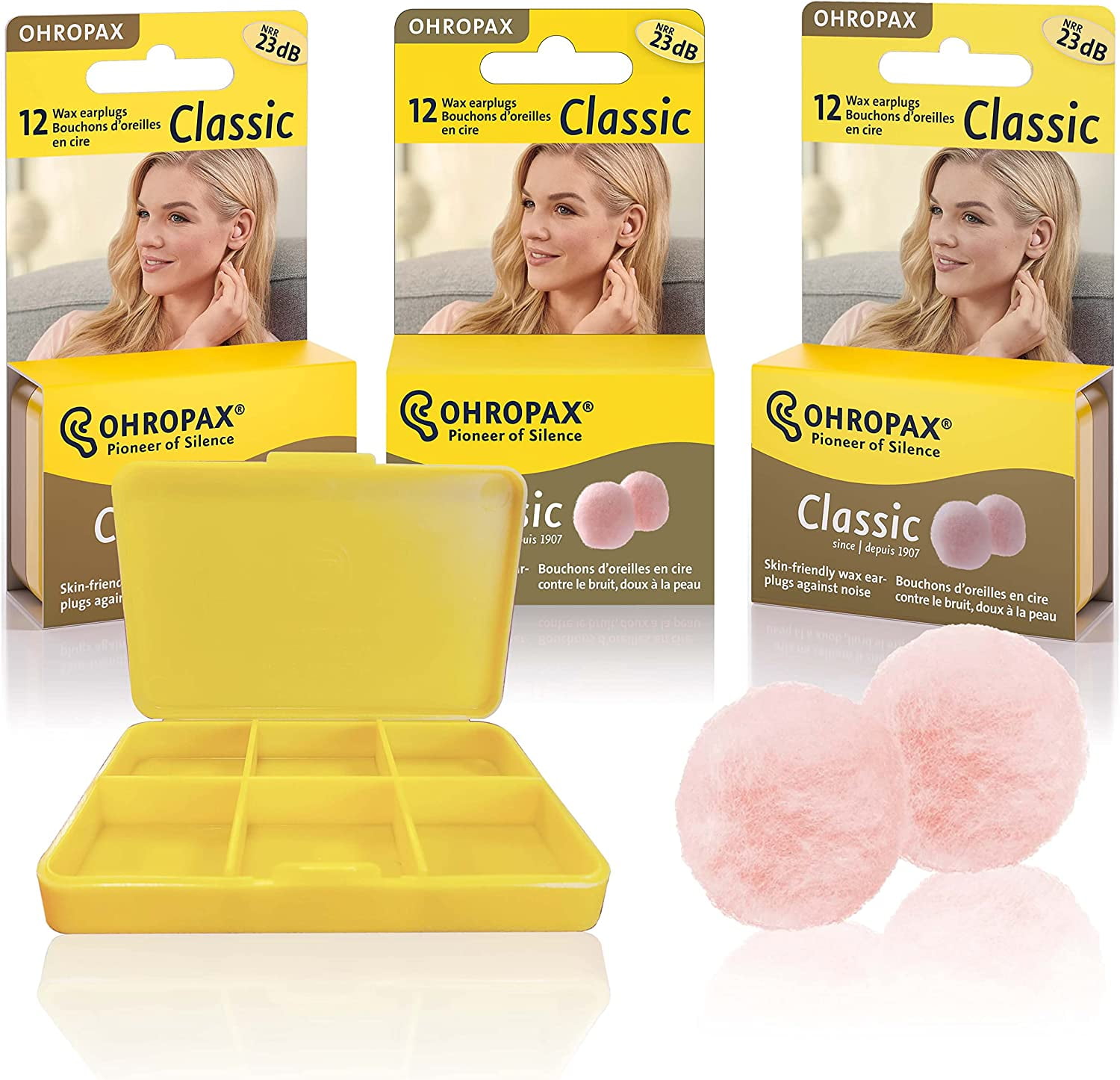 Ohropax Reusable Wax/Cotton EarPlugs (12 Count) 3 Pack with 6