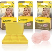 Ohropax Reusable Wax/Cotton EarPlugs (12 Count) - 3 Pack with 6 Compartment Yellow Container