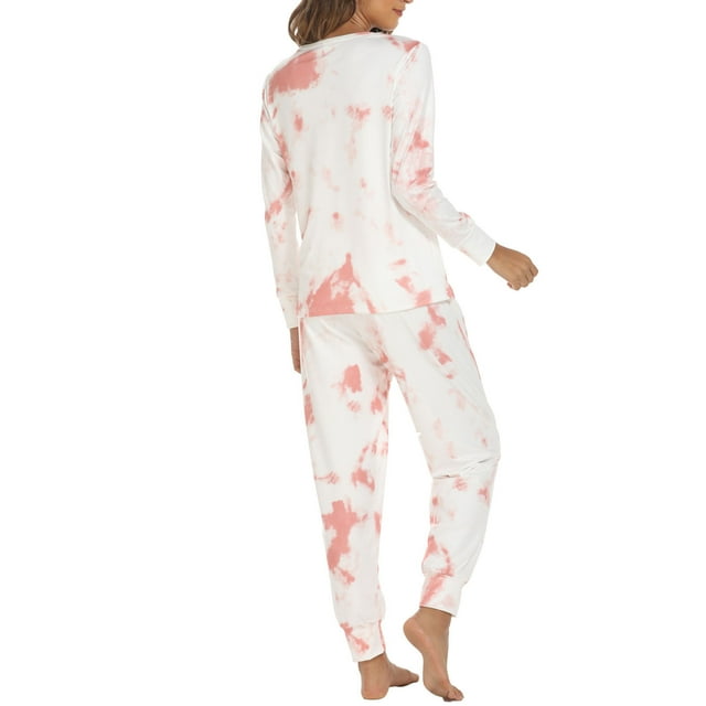 Teissuly Pyjamas pour Femmes Ensemble de Pyjama à Manches Longues et Pantalon Imprimé Mode Deux Pièces
