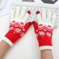 thumbnail image 4 of Dyfzdhu Women Touch Screen Gloves Warm Stretch Knitted Winter Warm Christmas Snowflakes Printing Golves Outdoor Red, 4 of 8