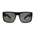 thumbnail image 2 of Mens Tempered Glass Lens Flat Top Rectangle Gangster Shade Sunglasses Rubberized Matte Black, 2 of 4