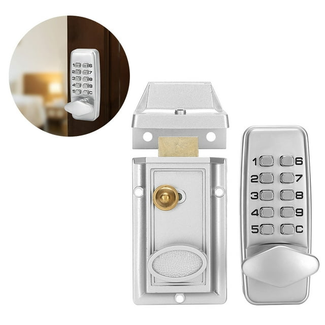 LOCK DE CÓDIGO DURADERO A PRUEBA DE ÓXIDO, Bloqueo de la Puerta de Botón de Presión Impermable, Puertas de Patio Interior y Exterior Para Puertas de Madera.