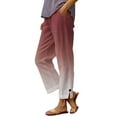 thumbnail image 2 of Olyvenn Gradient Linen Capri Pants for Women Cotton 2025 Trendy Casual Summer Capris Loose Fit High Waisted Trousers with Pockets Red S, 2 of 6
