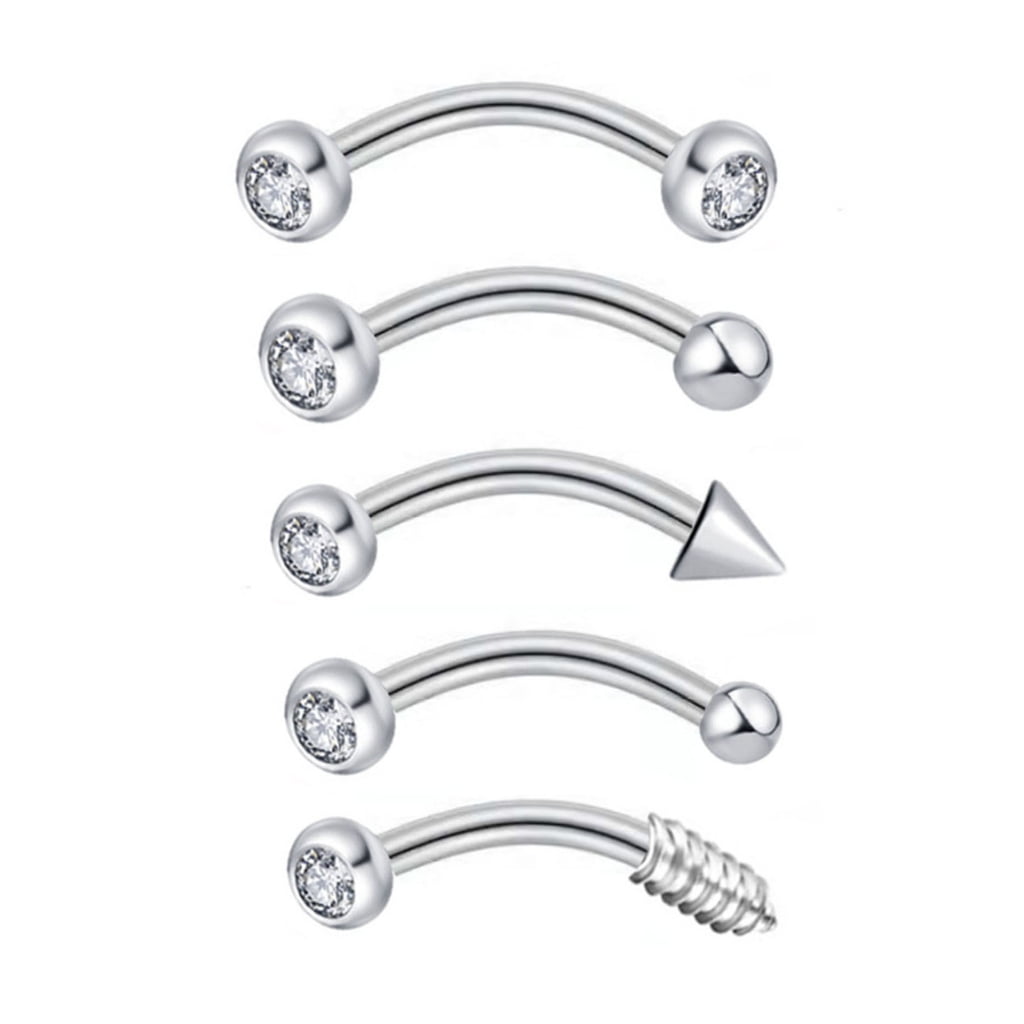 Sardfxul Stainless Steel Eyebrow Banana Piercing Ring Curved Barbell