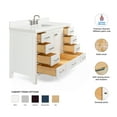 thumbnail image 3 of ARIEL Cambridge 55" White Bathroom Vanity with Sink, 1.5" Edge Pure White Quartz Countertop & Backsplash, Center Rectangular Sink, 2 Soft Closing Doors, 9 Full Extension Dovetail Drawers, 3 of 8