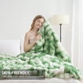 thumbnail image 4 of VK·LIVING Thick Ribbed Faux Rabbit Fur Cozy Reversible Throw Blanket,Super Soft 3D Striped Fuzzy Cozy Blankets,Light Green,50"x 60", 4 of 8
