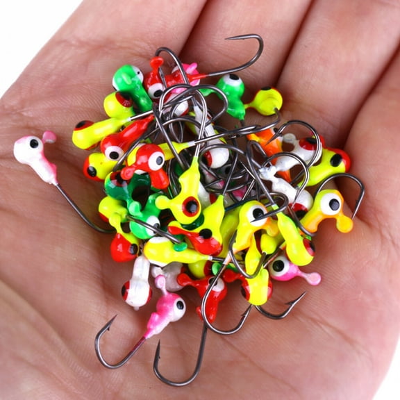 50pcs/pack 1/32oz Lead Jig Head Fishing Hooks Crappie Lures Bait Tackle Jigs