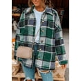 thumbnail image 4 of ONLYSHE Women Shacket Jacket Blouse with Pockets Flannel Plaid Top Shirt Coat Lapel Long Sleeve Tartan Outerwear, 4 of 6