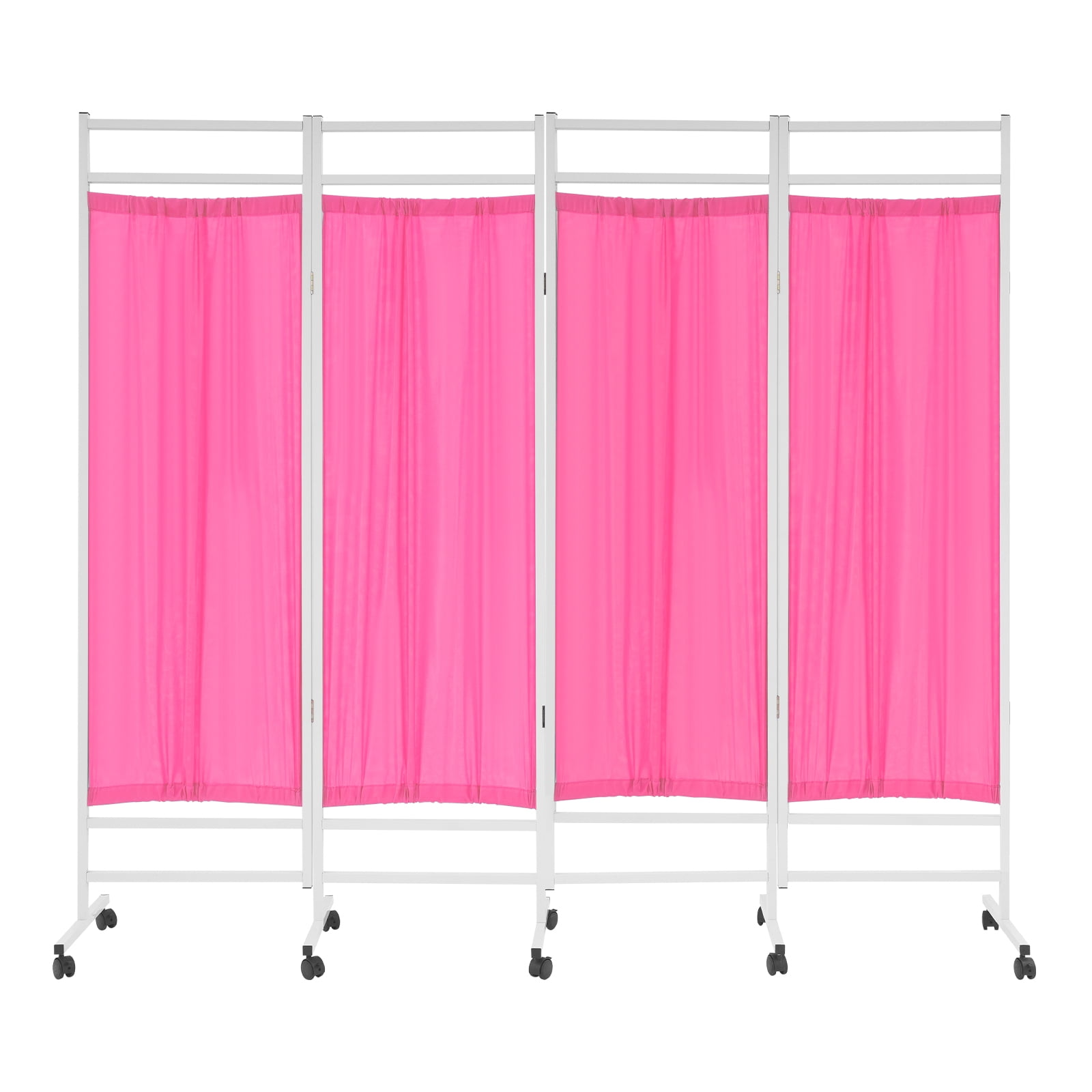 4-Panel Medical Room Divider, Medical Privacy Screen, Portable and Foldable Medical Room Divider Pink