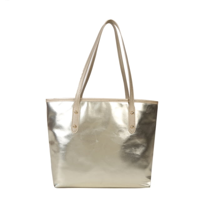 3713 Bolso Hombro para Mujer Bolso Bolso Mano Cuero Informal Gran Capacidad en Oro Plateado (dorado) Dorado