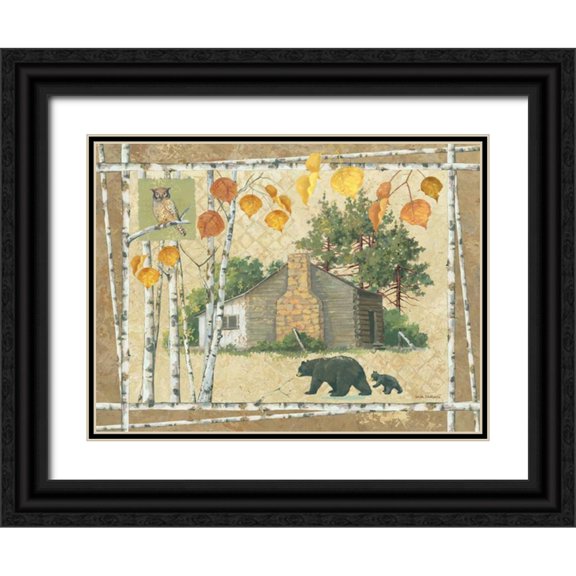 Phillips, Anita 14x12 Black Ornate Wood Framed with Double Matting Museum Art Print Titled - Bear Cabin