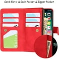 thumbnail image 3 of Wallet Case Compatible with iPhone Xs Max,[6 Card Slots] [Wrist Strap] [Stand Feature] Detachable 2 in 1 Magnetic Zipper Leather Slim Cover Case for iPhone Xs Max,6.5 inch Red, 3 of 14
