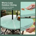 thumbnail image 3 of Round Outdoor Tablecloth with Umbrella Hole and Zipper, Ombre Green White Fitted Table Cover with Elastic Edge for 45-54 Inch, Modern Painting Waterproof Patio Tablecoths for Picnic, 3 of 9