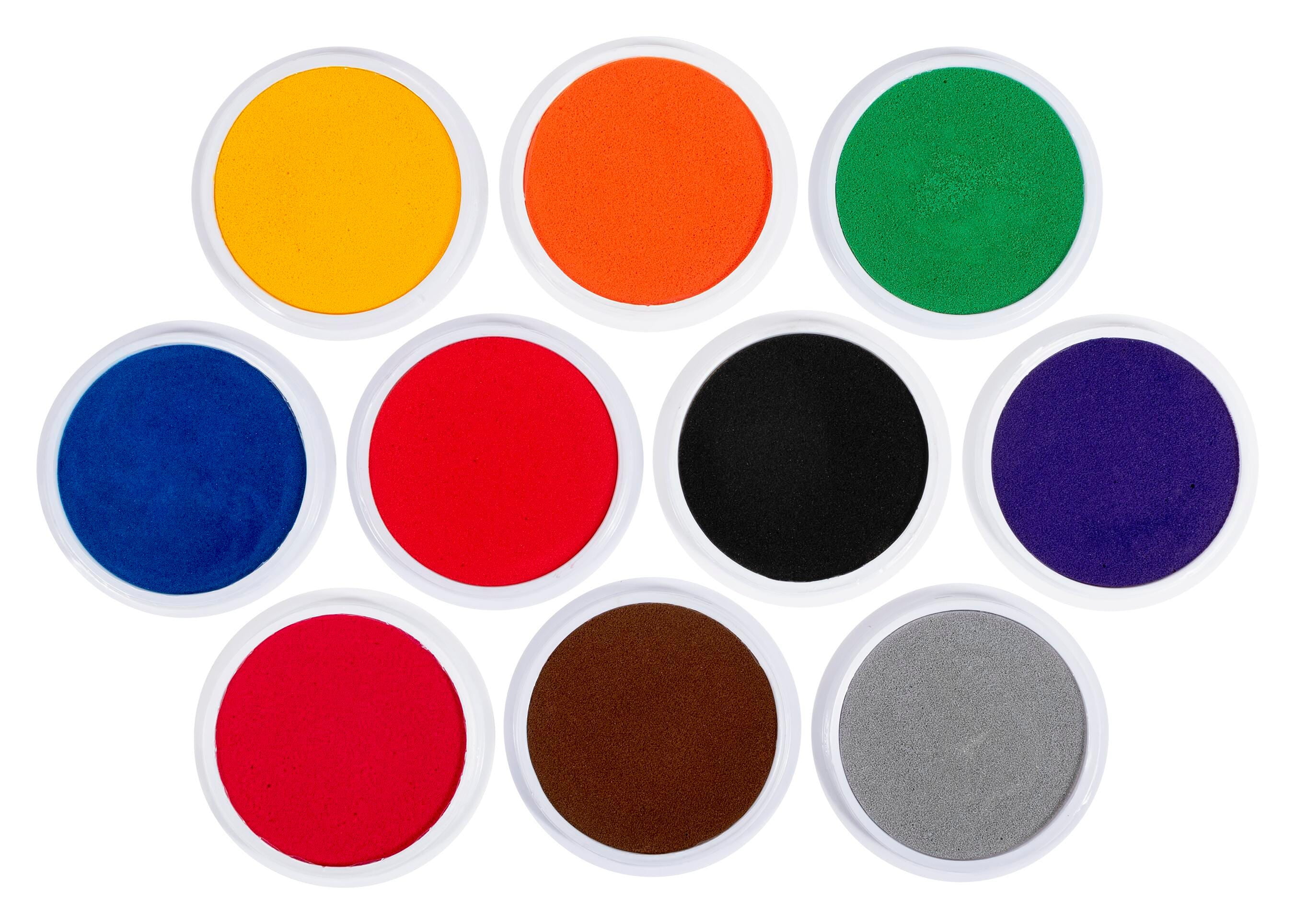 Center Enterprises Washable Ink Pad Set, 6" Diameter, Assorted Colors, Set of 10