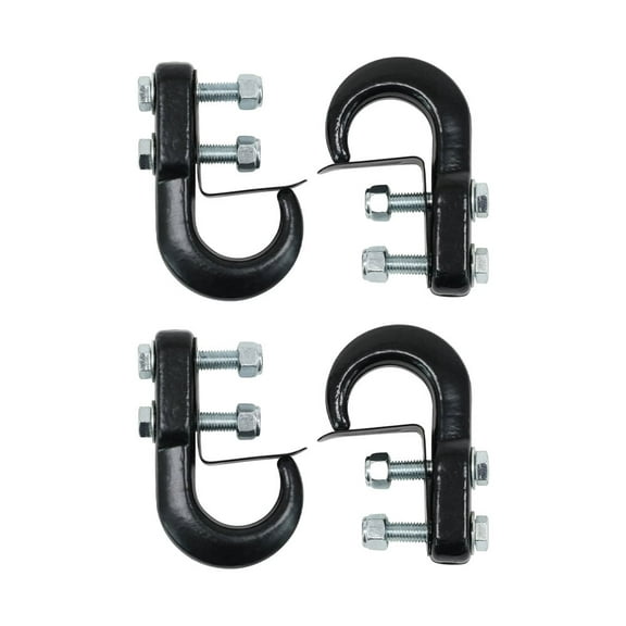 4 Pcs Tow Hook for Trucks - 10,000 lbs Capacity - Black Powder Coated Forged Steel Universal Recovery Tow Hook w/ Safety Latch Clip for Jeep, Chevy - Tow Truck Accessories