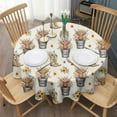 thumbnail image 3 of Beige Highland Cow Bucket Boot Flower Pattern Round Tablecloth 60"x60",Wrinkle Wipeable Table Cloth for Kitchen Dining Room Picnic Patio Party, 3 of 6