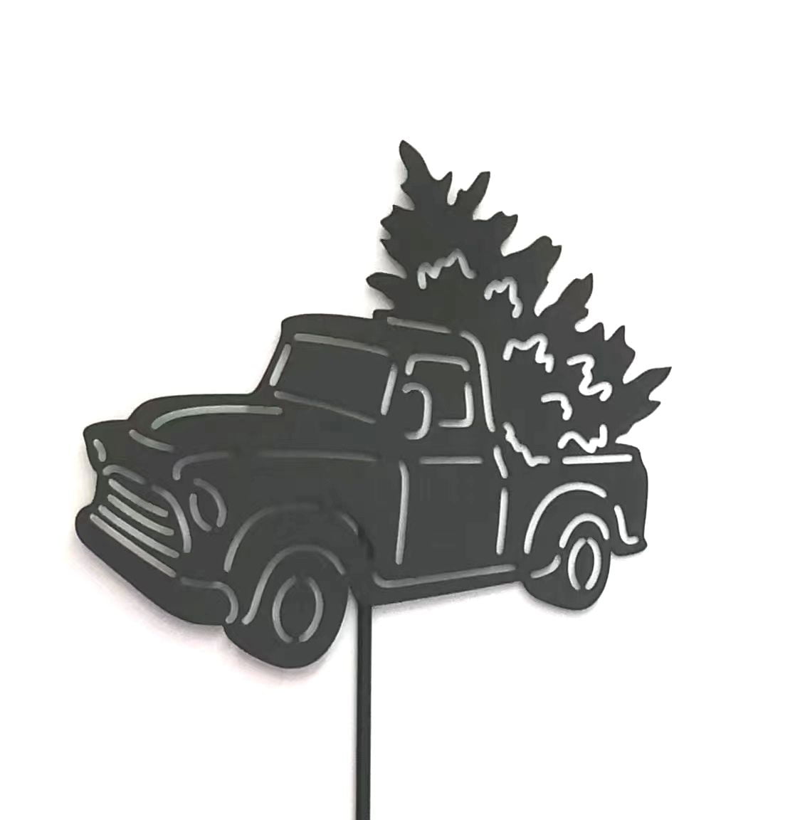 Holiday Time Metal Black Truck Yard Stake, 17 Inch Height
