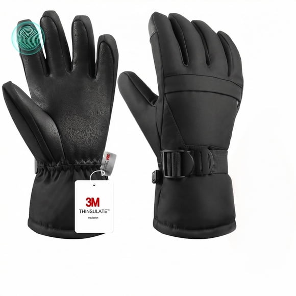 Guantes de esquí Pnosnesy, cálidos, impermeables y transpirables para adultos y niños