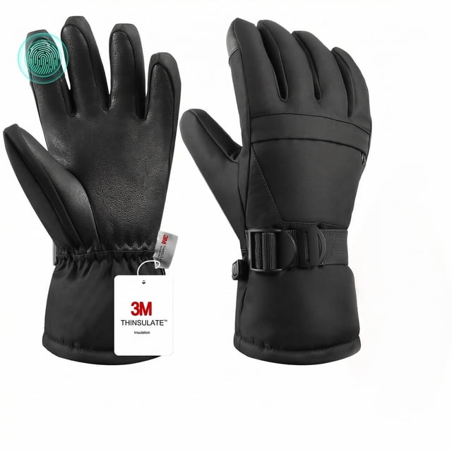 Guantes de esquí Pnosnesy, cálidos, impermeables y transpirables para adultos y niños
