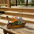 thumbnail image 4 of CaiYueKe Rustic Metal Rabbit Planter Outdoor Garden Decor Vintage Flower Pot for Patio Lawn Yard Decoration Home Greenery Container Rusted Iron Bunny Sculpture, 4 of 9
