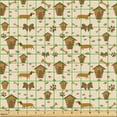 thumbnail image 2 of Ambesonne Cinnamon Color Fabric by the Yard Upholstery, Dog Bows Paws Bones, 5 Yards, Champagne Caramel Ginger, 2 of 5