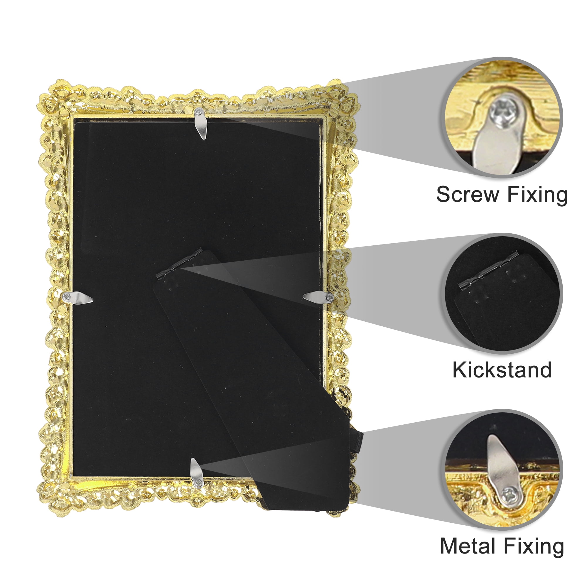 Unique Bargains Luxury Picture Frame Retro Plated Photo Frames Gold 4x6