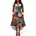 thumbnail image 5 of Christmas Dresses for Women Women's Fashionable V-neck Casual And Form-fitting Christmas Printed Long-sleeved Dress for Holiday Party,Vermilion,2XL, 5 of 5