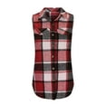 thumbnail image 4 of Edvintorg Vests for Women 2025 Trendy Breasted Plaid Shirt Jacket Sleeveless Casual Lapel Shirt Coat Waistcoat Fall Winter Outerwear, 4 of 6