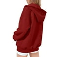 thumbnail image 3 of NIEWTR Hoodies for Little Boys Color Solid Zip Jackets Long Sleeve Up Kids Long Sleeve Hooded Grey Tops and Blouses Fall Winter Coat (11-12 Years,Z06-Brick Red), 3 of 5