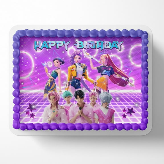 Edible Cake Topper K-pop Girls Custom Birthday Cake Hunter 1/4 Sheet (8.5 x 11 inches)