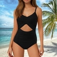 thumbnail image 1 of WILLBEST Traje de Baño Corto para Mujer, Traje de Baño de Cintura Alta con Recortes, Cruzado con Lazo En La Espalda, Traje de Baño de 1 Pieza, 1 of 4