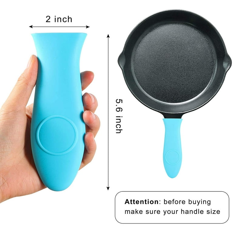 SKEMIX 4 Packs Silicone Hot Handle Holder Kitchen Heat Resistant Fry Pan  Milk Pot Sleeve Grip Handle Cover Potholder for Cast Iron Skillets Griddles