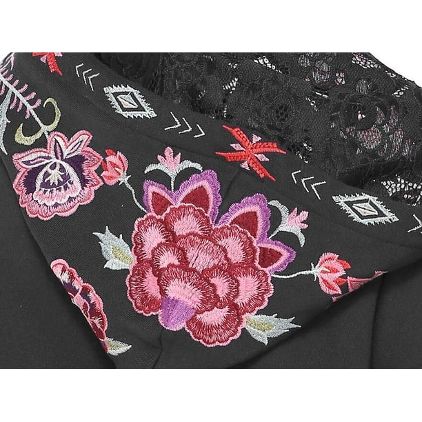 AK Damen Boho Bestickte Tops 3/4 Ärmel Mexikanisch Produktbild-Vorschau 9