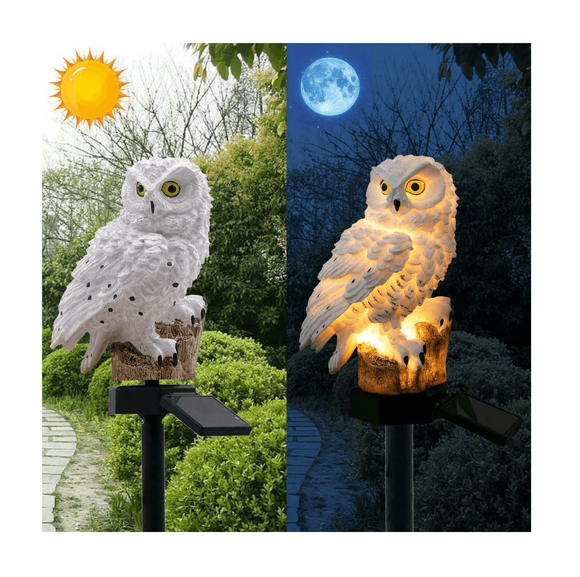 Novelty Solar Garden Lights Owl Ornament Animal Bird Outdoor LED Decor Sculpture 