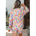 thumbnail image 2 of Women's Pink Heart Print V-Neck Pajama Set – Long Sleeve Tunic and Shorts for Daily Comfort [ZhiHiMeRi] | XL, 2 of 12