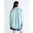 thumbnail image 3 of Free Assembly Women's and Women's Plus Relaxed Button Down Cotton Shirt with Long Sleeves, Sizes XS-4X, 3 of 5