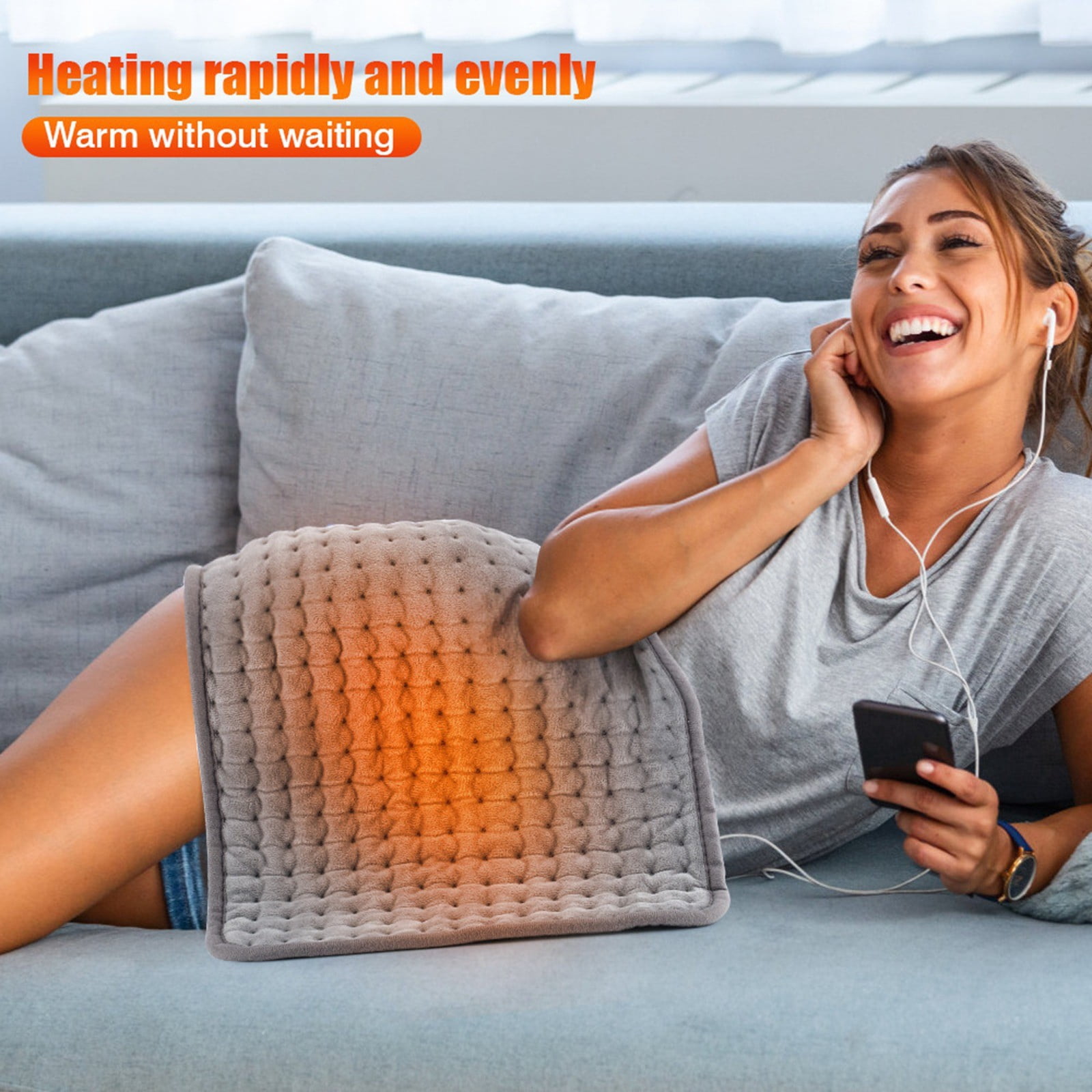 Electric Blanket - Foot, Back & Full-Body Warmer - 3-Speed Timer for Warming - 10-Level Temperature Adjustment Pain Relief Heated Pad Camping & Hiking Heating Thick Bed Blanket,Gray A
