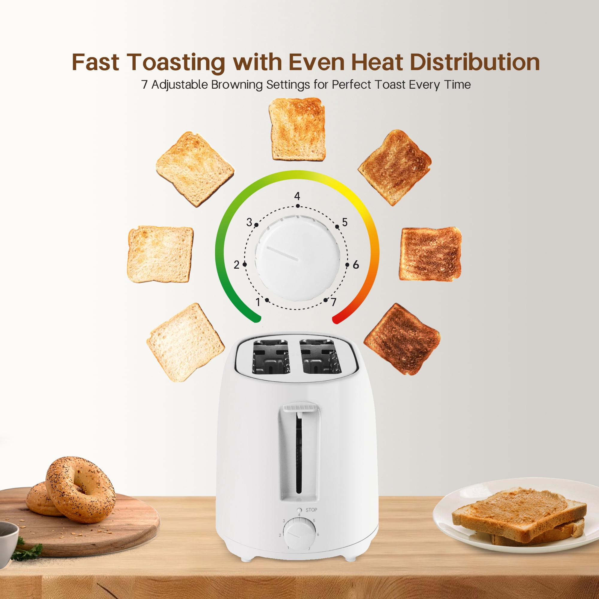 NBTX Toasters 2 Slice Wide Slot With 7-Shade Toast Settings, Slide-Out Crumb Tray, Auto-Shutoff, Faster Heating Speed, Toast Lift Perfect for Toasting Bread Bagels Waffles and Puff Pastry, Ash Gray