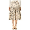 thumbnail image 3 of Allegra K Women's Elastic Waist Layers Vintage Pockets Floral Midi Skirt, 3 of 6