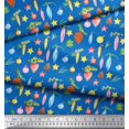 thumbnail image 2 of Soimoi Blue Cotton Voile Fabric Star & Baubles Christmas Fabric Prints By Yard 42 Inch Wide, 2 of 3
