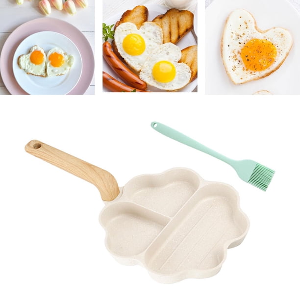 Sartén para huevos, sartén antiadherente para hacer desayuno, Mini sartén para tortitas, sartén para huevos para hornear, cocina, filete, hamburguesa 3 rejillas Macarena sartén para huevos