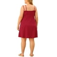 thumbnail image 3 of Agnes Orinda Plus Size Sleep Dress for Women Cami Deep V Knit Polka Dots Nightgown Lingerie 1X Red, 3 of 6