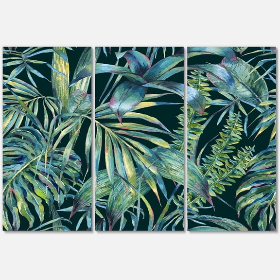 Natural Green Leaves Exotic On Dark I 28 in x 36 in Painting Canvas Art Print, by Designart