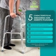 thumbnail image 2 of Andadera para Adulto Mayor con Asiento Plegable | Altura Ajustable 74–92 cm con 8 Niveles | Aluminio Ultraligero Antioxidante | Soporta hasta 100 kg | Color Plata, 2 of 10