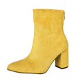 thumbnail image 5 of HAPIMO Women Ankle Boots Pointed Toe Block Heel Rear Zip Suede‑like Upper Footwear For Office Working And Casual Night Out Sessions Yellow 42, 5 of 9