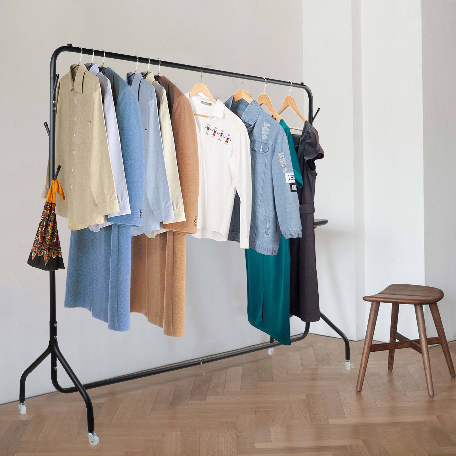 Voilamart Metal Rolling Clothes Rack 6FT / 72 inch Hanging Rack with