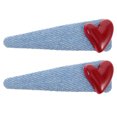 thumbnail image 1 of 2 pasadores para flequillo lateral, elegantes pinzas para el pelo de mezclilla con forma de corazón, accesorios decorativos azules para niñas y mujeres, para uso diario y fiestas., 1 of 7